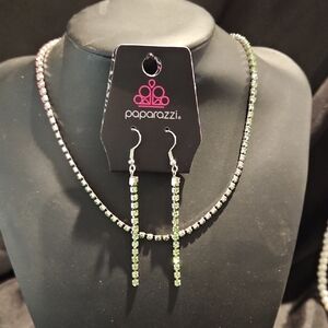 Watermelon Lime Green and Pink Choker Necklace Set